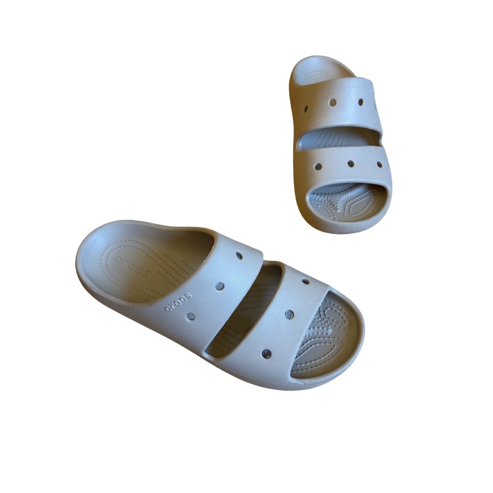 Crocs Classic Sandal Light Grey Two Strap Slide Sandals Mens 7 Womens 9 M7 W9